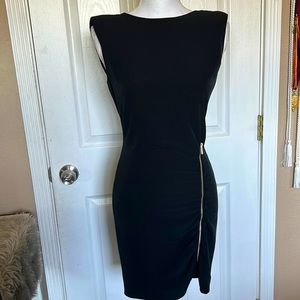 S Zara black mini dress with zipper detail